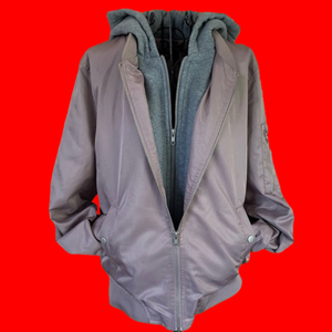 FOREVER 21 dusty pink rose and grey color zip up Jacket with hood size medium